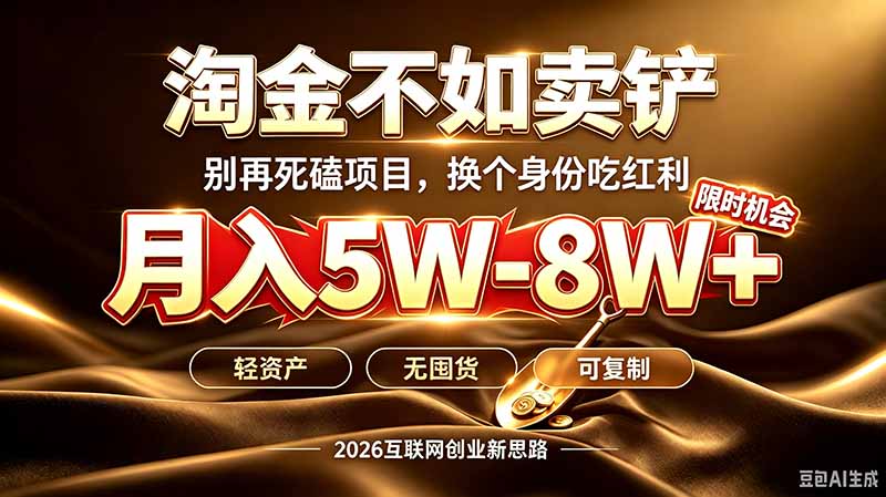 （20152期）别再傻乎乎埋头跑项目！互联网真正赚钱逻辑：做卖铲人，拒绝当韭菜，逆风翻盘月入5-8W+网创吧-网创项目资源站-副业项目-创业项目-搞钱项目网创吧