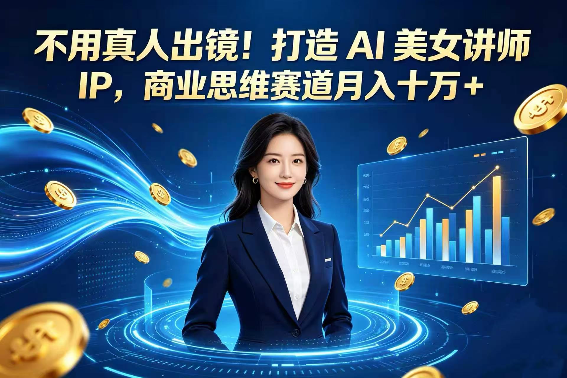 不用真人出镜!打造 AI 美女讲师 IP,商业思维赛道月入十万 +网创吧-网创项目资源站-副业项目-创业项目-搞钱项目网创吧