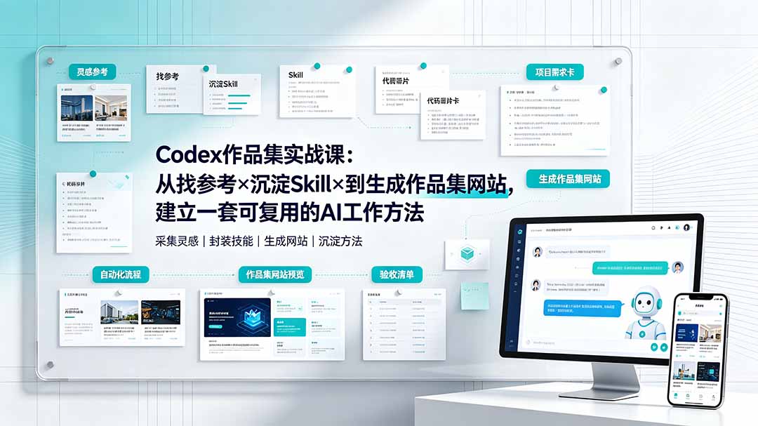 (19361期)Codex作品集实战课:从找参考×沉淀Skill×到生成作品集网站,建立一套可复用的AI工作方法网创库-网创项目资源站-副业项目-创业项目-搞钱项目网创吧