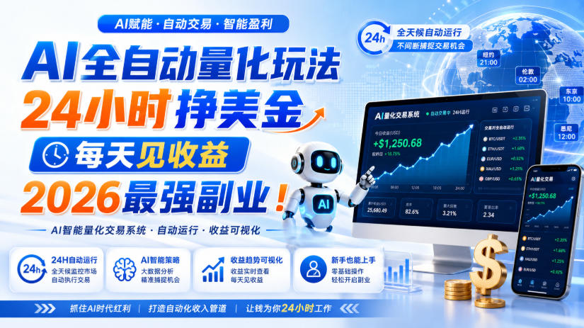 （19899期）AI量化全自动操作挣美金，矩阵可日入1000+，适合普通人的副业！网创吧-网创项目资源站-副业项目-创业项目-搞钱项目网创吧