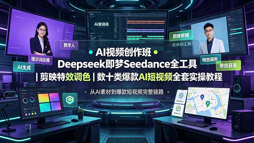 (19454期)AI视频创作班◆Deepseek即梦Seedance全工具|剪映特效调色|数十类爆款AI短视频全套实操教程