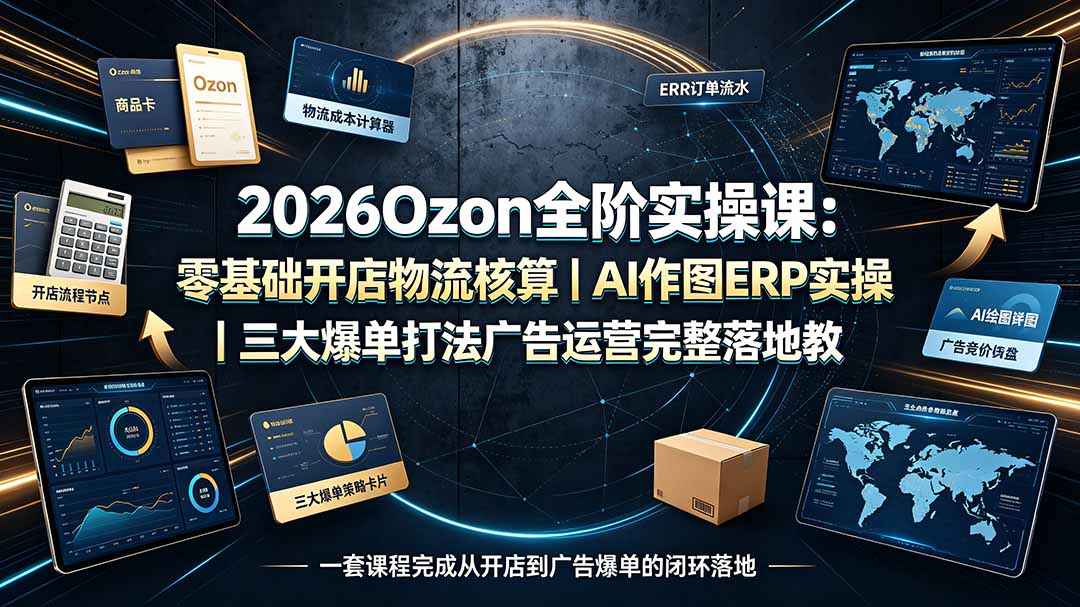 (19400期)2026Ozon全阶实操课:零基础开店物流核算|AI作图ERP实操|三大爆单打法广告运营完整落地教程网创吧-网创项目资源站-副业项目-创业项目-搞钱项目网创吧