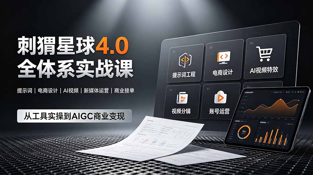 （19228期）刺猬星球4.0全体系实战课，覆盖提示词工程、电商设计、AI视频特效与新媒体运营，一站式掌握AIGC商业核心技能网创库-网创项目资源站-副业项目-创业项目-搞钱项目网创吧