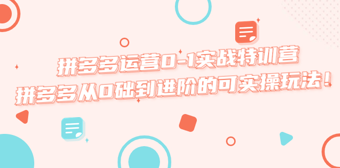 (5521期)拼多多运营0-1实战特训营,拼多多从0础到进阶的可实操玩法!网创吧-网创项目资源站-副业项目-创业项目-搞钱项目网创吧