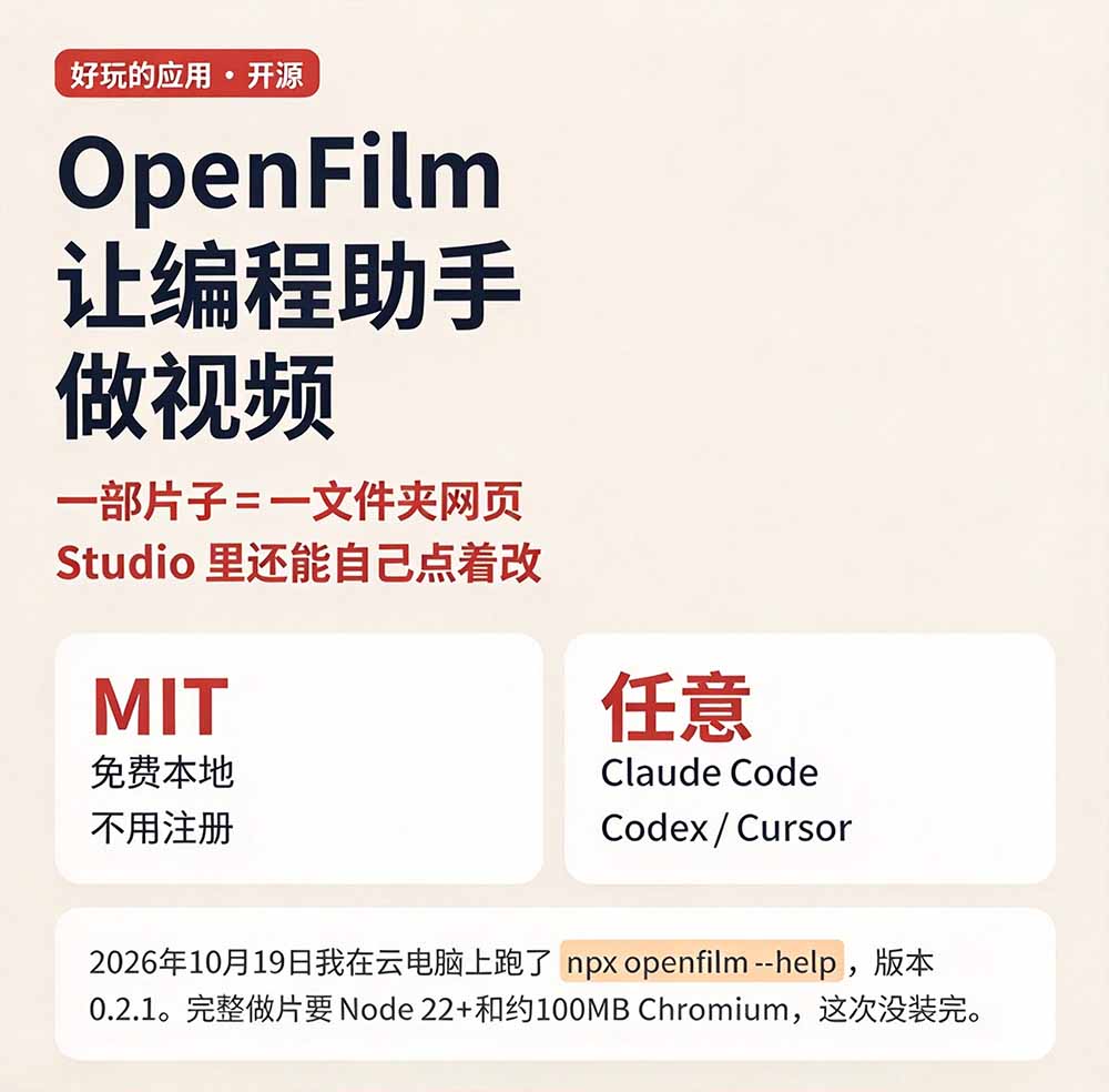 （21150期）我跪下来了！不会剪辑也能做短视频宣传片？ AI 一键把素材变成完整视频，真是神奇，OpenFilm 超省事