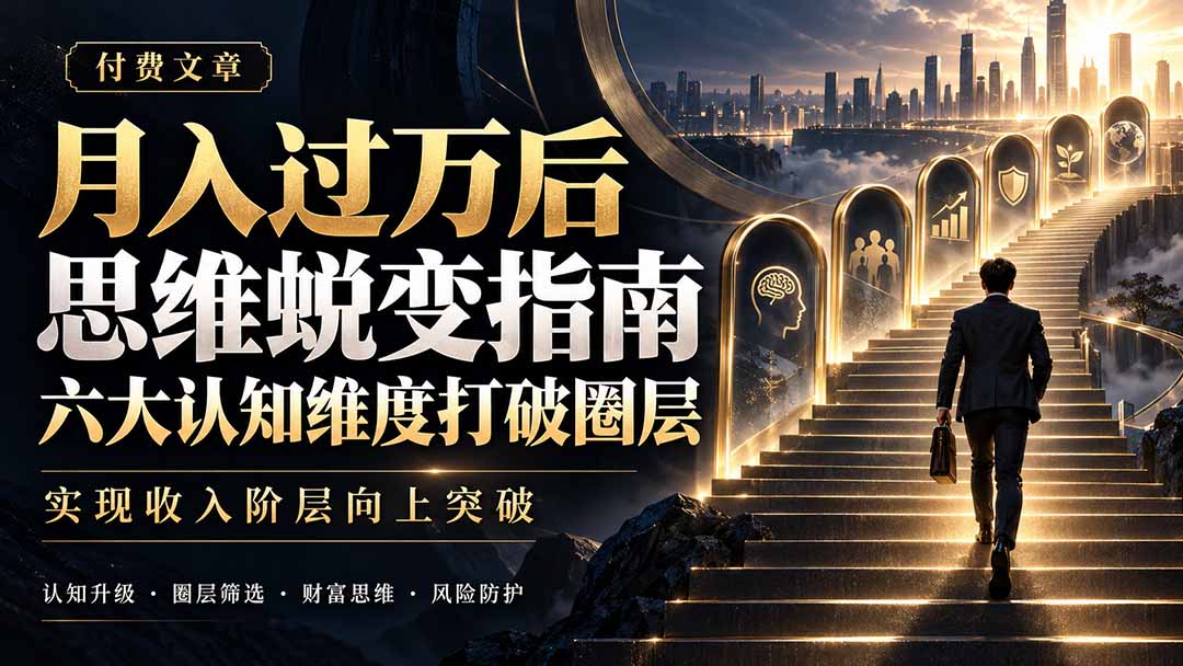 (21210期)付费文章:月入过万后思维蜕变指南,六大认知维度打破圈层,实现收入阶层向上突破
