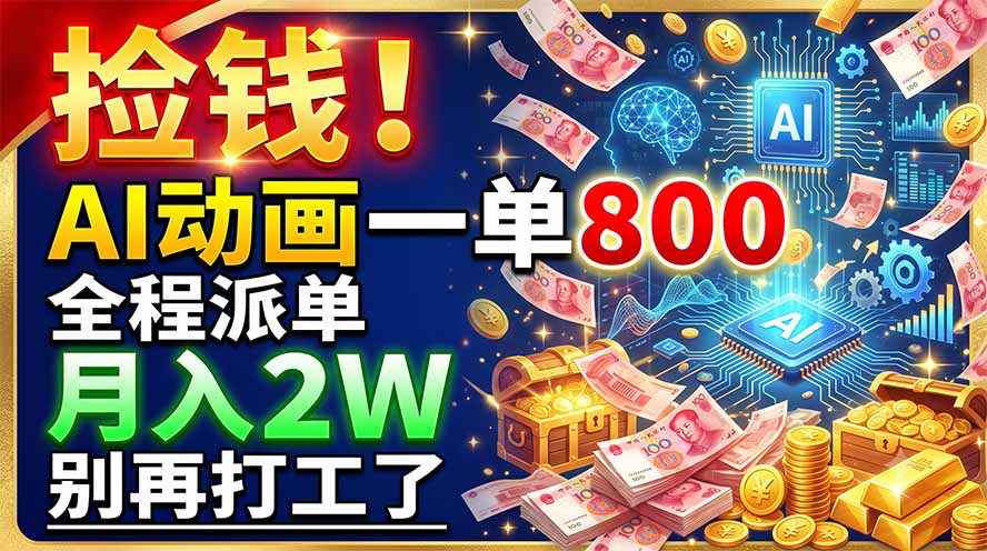 (19330期)捡钱!AI动画一单800,全程派单,月入2W,别再打工了网创库-网创项目资源站-副业项目-创业项目-搞钱项目网创吧