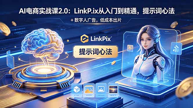 (18655期)AI 电商实战课2.0|LinkPix 从入门到精通,提示词心法 + 数字人广告,低成本出片