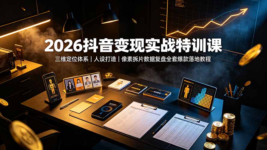 (19419期)2026抖音变现实战特训课:三维定位体系|人设打造|像素拆片数据复盘全套爆款落地教程