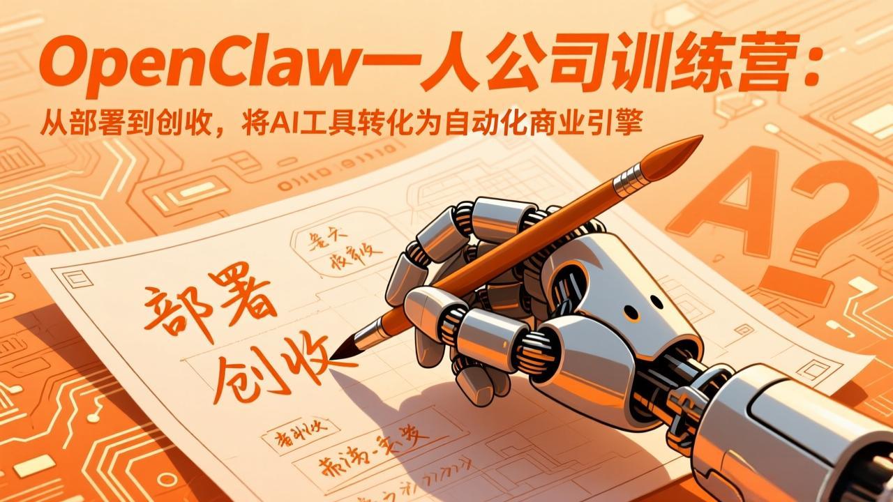 (17667期)OpenClaw小龙虾一人公司训练营-更新:从部署到创收,将AI工具转化为自动化商业引擎