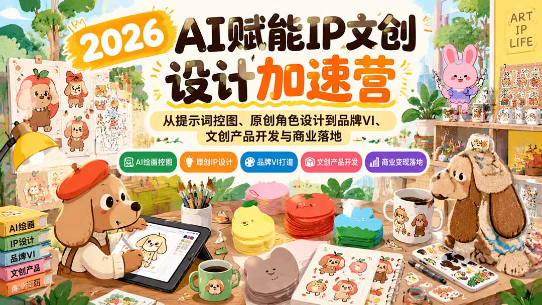 （21151期）2026AI赋能IP文创设计加速营：从提示词控图、原创角色设计到品牌VI、文创产品开发与商业落地-网创项目资源站-副业项目_创业项目_搞钱项目_网创项目资源平台