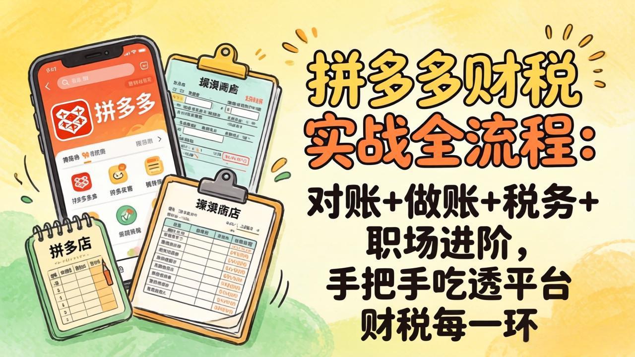 (17678期)拼多多财税实操全流程:对账+做账+税务+职场进阶,手把手吃透平台财税每一环