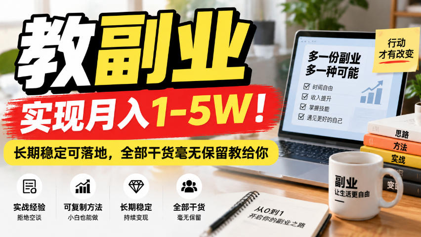 （20806期）“教副业”实现月入1-5W！长期稳定可落地，全部干货毫无保留教给你网创库-网创项目资源站-副业项目-创业项目-搞钱项目网创吧