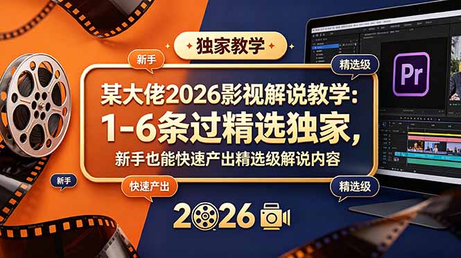 (18946期)某大佬2026影视解说教学:1-6条过精选独家,新手也能快速产出精选级解说内容