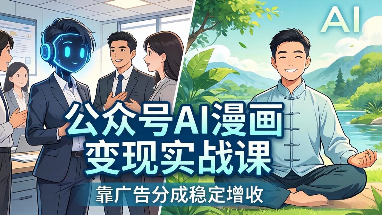 （17921期）公众号AI漫画变现实战课：星座/职场/养生多赛道+智能体发文，靠广告分成稳定增收网创吧-网创项目资源站-副业项目-创业项目-搞钱项目网创吧