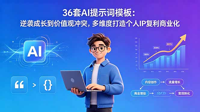 （18630期）36套AI提示词模板：逆袭成长到价值观冲突，多维度打造个人IP复利商业化网创吧-网创项目资源站-副业项目-创业项目-搞钱项目网创吧