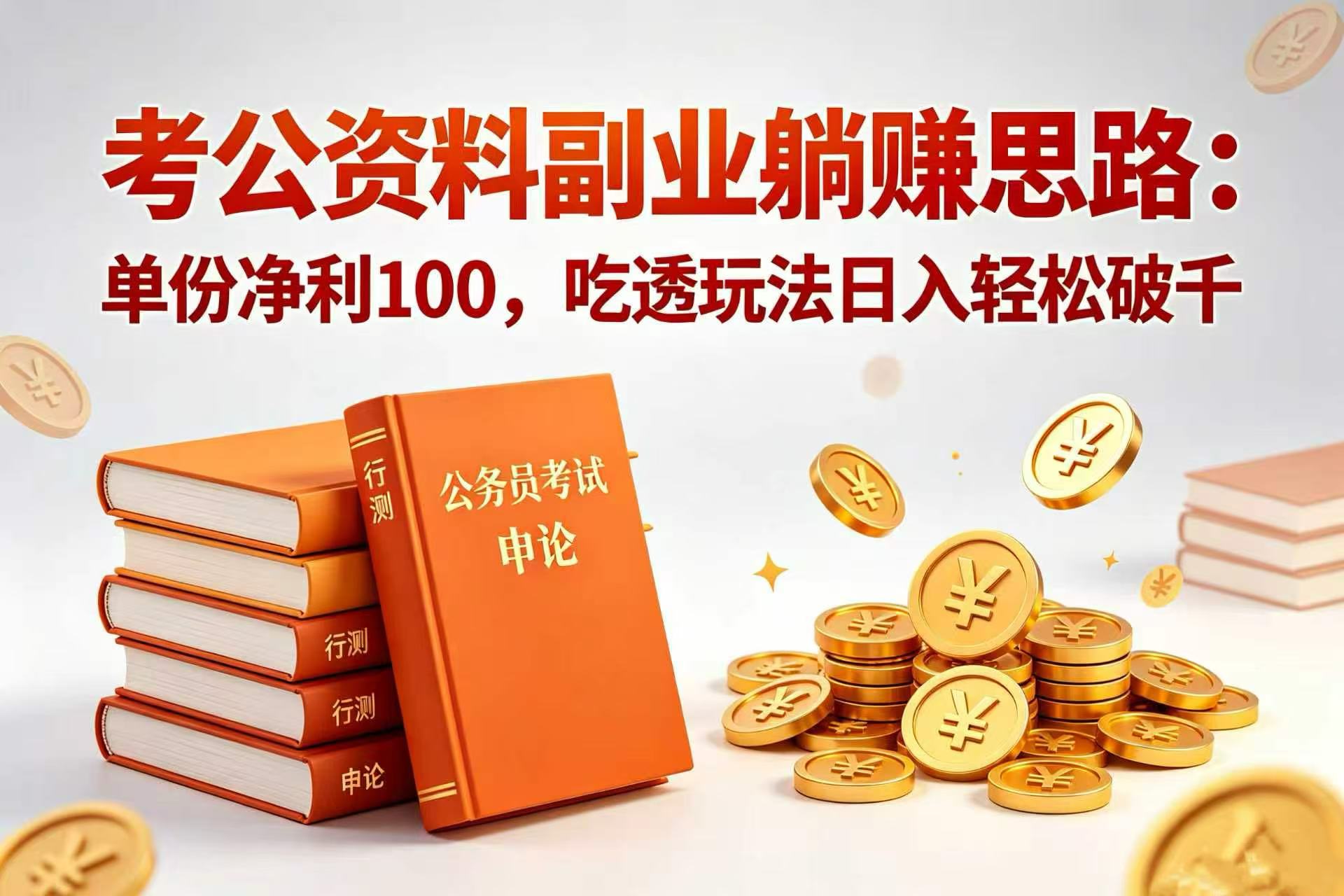 考公资料副业躺赚思路：单份净利 100，吃透玩法日入轻松破千网创吧-网创项目资源站-副业项目-创业项目-搞钱项目网创吧