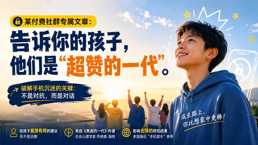 （20222期）某付费社群专属文章：告诉你的孩子，他们是“超赞的一代”。网创吧-网创项目资源站-副业项目-创业项目-搞钱项目网创吧