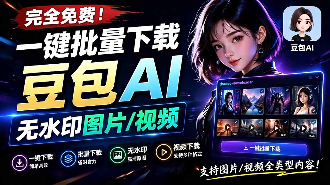 (19355期)Github最新发布!一键批量下载豆包AI无水印图片/视频,简单易用,自动解析提示词,doubao-downloader网创库-网创项目资源站-副业项目-创业项目-搞钱项目网创吧
