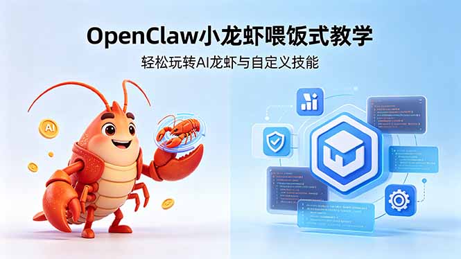 （18566期）不用懂技术！OpenClaw小龙虾喂饭式教学，轻松玩转AI龙虾与自定义技能 (5月22更新)网创吧-网创项目资源站-副业项目-创业项目-搞钱项目网创吧