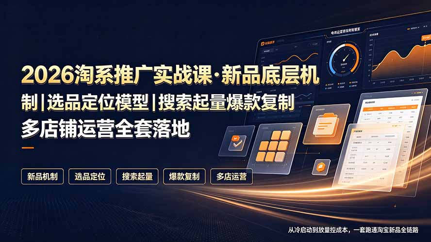（19272期）2026淘系推广实战课·新品底层机制｜选品定位模型｜搜索起量爆款复制多店铺运营全套落地教程网创吧-网创项目资源站-副业项目-创业项目-搞钱项目网创吧