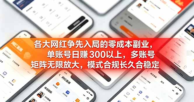 （19092期）各大网红争先入局的零成本副业，单账号日赚 300 以上，多号矩阵可放大，模式合规长久稳定！网创吧-网创项目资源站-副业项目-创业项目-搞钱项目网创吧