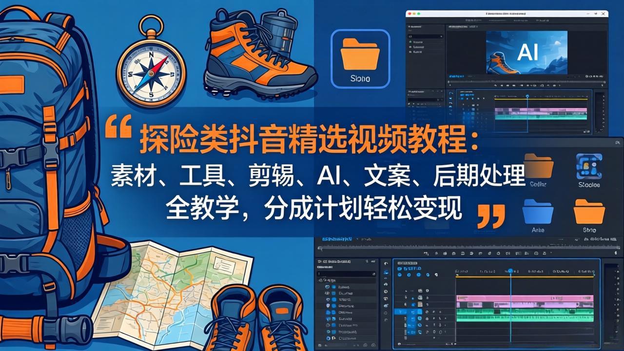 （17994期）探险类抖音精选视频教程：素材、工具、剪辑、AI、文案、后期处理全教学，分成计划轻松变现网创吧-网创项目资源站-副业项目-创业项目-搞钱项目网创吧