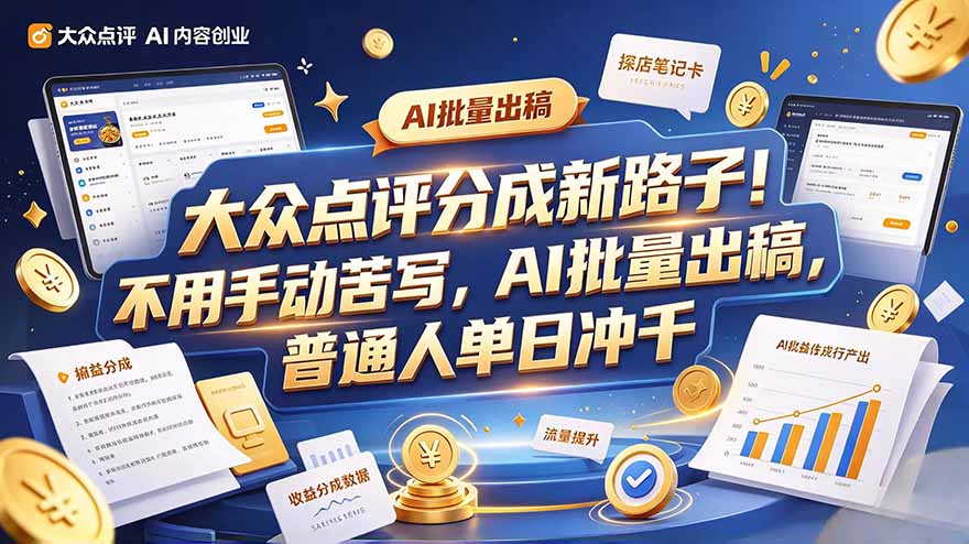 (20983期)大众点评副业新玩法,工具提效解放双手,批量做笔记,单日可破千-网创项目资源站-副业项目_创业项目_搞钱项目_网创项目资源平台