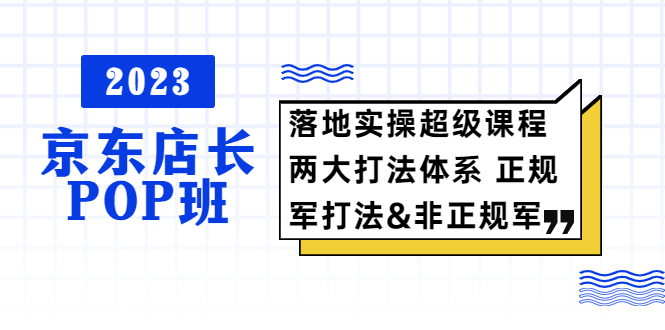 （5699期）2023京东店长·POP班 落地实操超级课程 两大打法体系 正规军&非正规军网创吧-网创项目资源站-副业项目-创业项目-搞钱项目网创吧