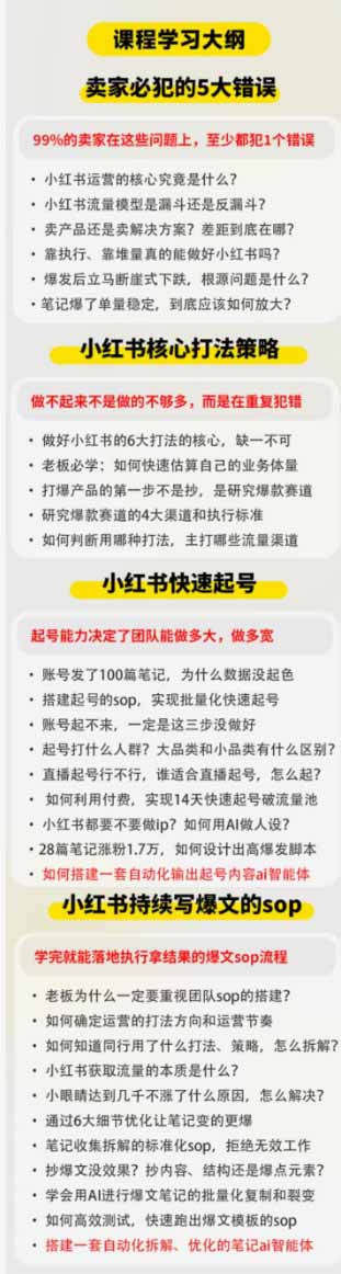 (19947期)小红书高利润AI经营课2026年7.18-20:起号+爆文+付费+达人+私域,利用AI与SOP实现团队人效翻倍增长网创吧-网创项目资源站-副业项目-创业项目-搞钱项目网创吧