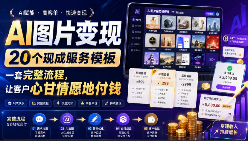 (19395期)AI图片变现,20个现成服务模板,一套完整流程,让客户心甘情愿地付钱【原创双语字幕】网创吧-网创项目资源站-副业项目-创业项目-搞钱项目网创吧