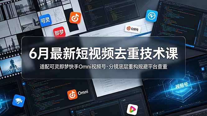 （19031期）6月最新短视频去重技术课，适配可灵即梦快手Omni视频号，分镜底层重构规避平台查重网创库-网创项目资源站-副业项目-创业项目-搞钱项目网创吧