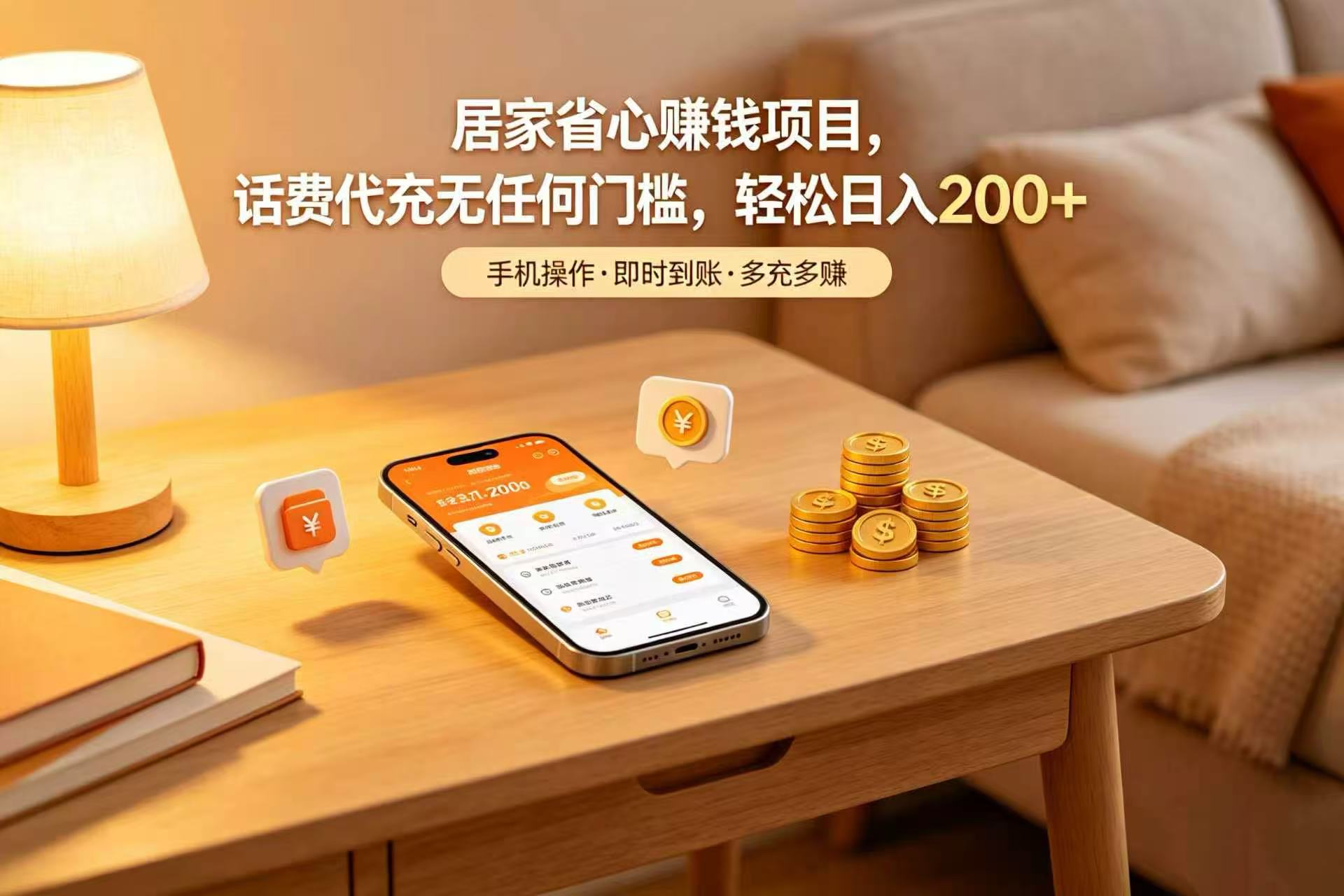居家省心赚钱项目，话费代充无任何门槛，轻松日入 200+网创吧-网创项目资源站-副业项目-创业项目-搞钱项目网创吧