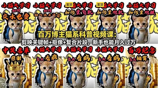 （18595期）百万博主猫系科普视频课：剪映关键帧+抠像+复合片段，新手也能月入过万网创吧-网创项目资源站-副业项目-创业项目-搞钱项目网创吧