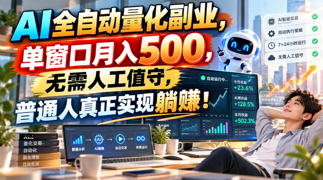 (20826期)AI全自动量化副业,单窗口月入500,无需人工值守,普通人真正实现躺賺!网创库-网创项目资源站-副业项目-创业项目-搞钱项目网创吧