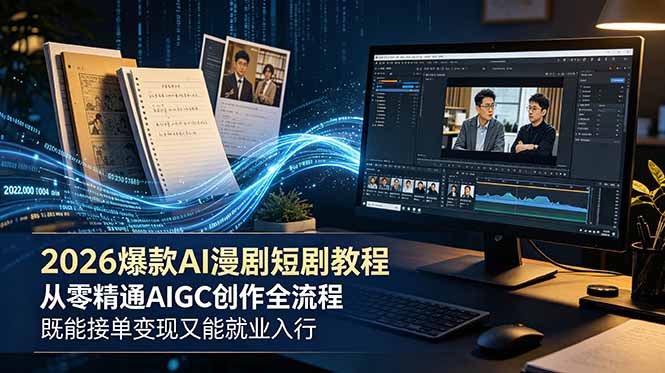 (18980期)2026 爆款 AI 漫剧短剧教程 从零精通 AIGC 创作全流程 既能接单变现又能就业入行