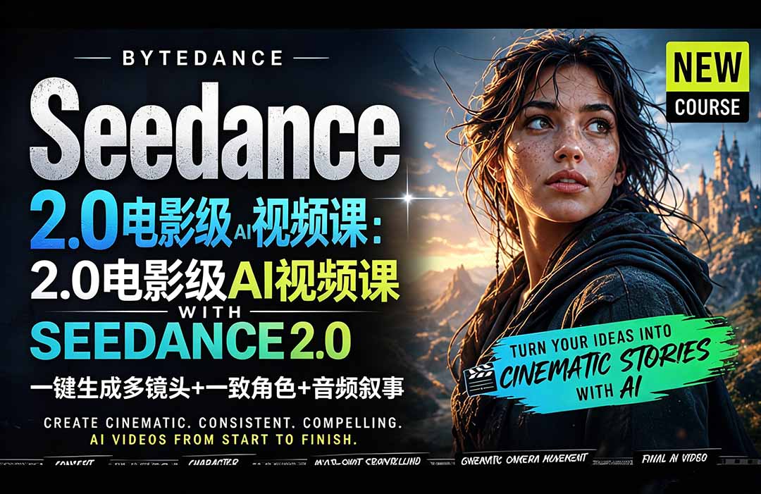 (18415期)Seedance 2.0电影级AI视频课:一键生成多镜头+一致角色+音频叙事