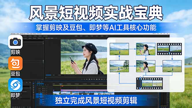 (17704期)风景短视频实战宝典:掌握剪映及豆包、即梦等AI工具的核心功能,独立完成风景短视频剪辑
