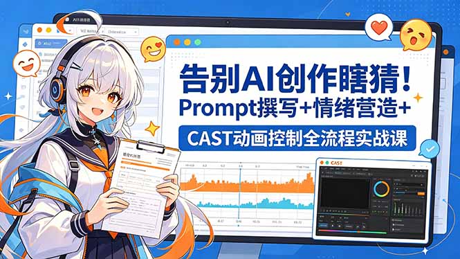 (18473期)告别AI创作瞎猜!Prompt撰写+情绪营造+CAST动画控制全流程实战课网创库-网创项目资源站-副业项目-创业项目-搞钱项目网创吧