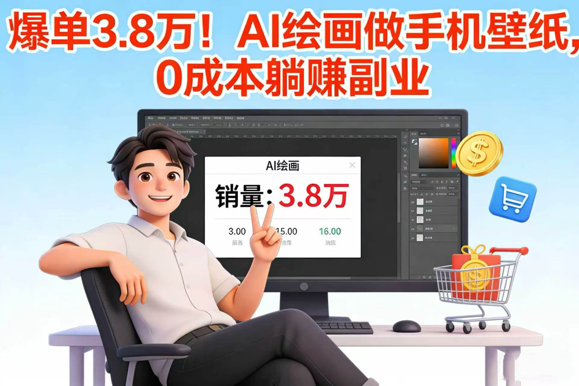 爆单 3.8 万!AI 绘画做手机壁纸,0 成本躺赚副业网创吧-网创项目资源站-副业项目-创业项目-搞钱项目网创吧