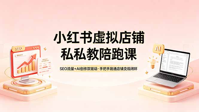 (18248期)小红书虚拟店铺私教陪跑课,SEO流量+AI创作双驱动,手把手跑通店铺变现闭环