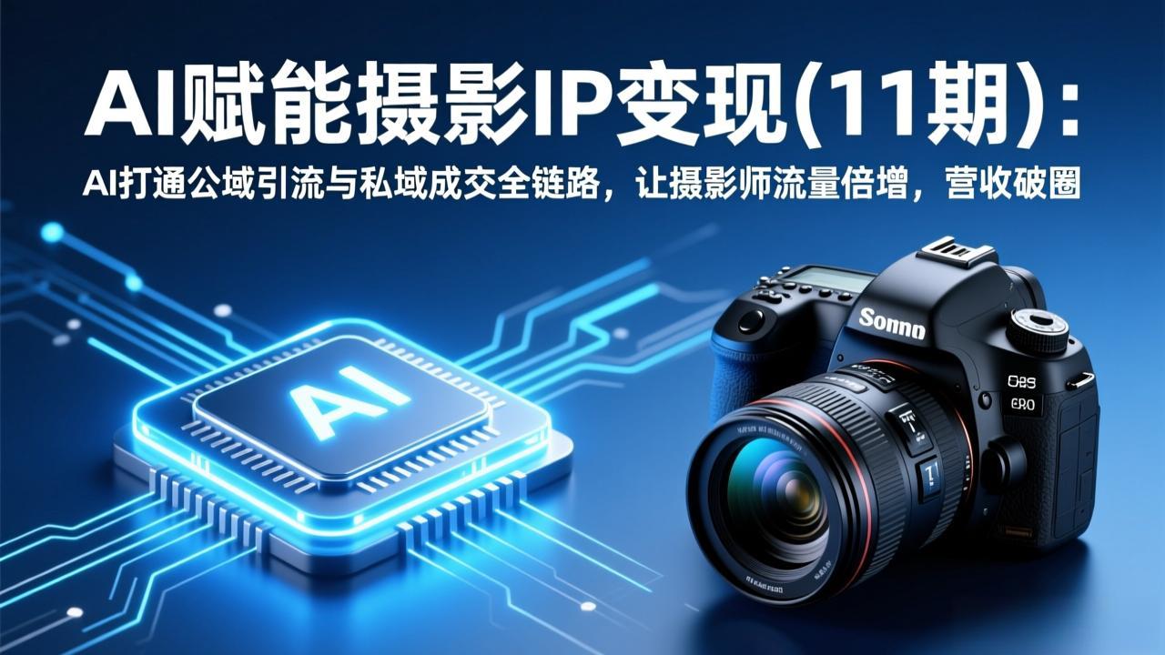 (17558期)AI赋能摄影IP变现(11期):AI打通公域引流与私域成交全链路,让摄影师流量倍增,营收破圈