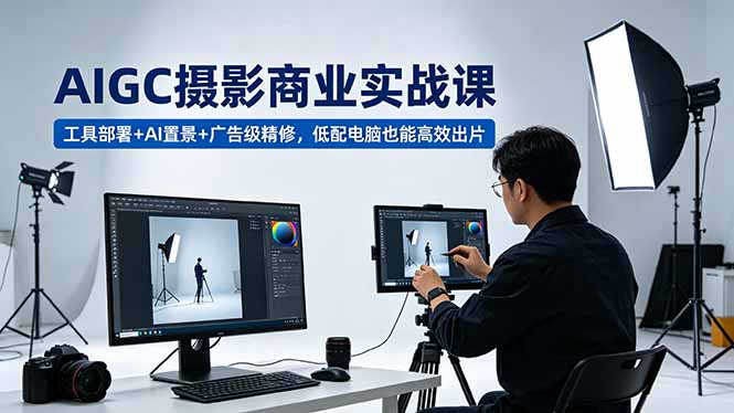 (18436期)AIGC 摄影商业实战课,工具部署+AI置景+广告级精修,低配电脑也能高效出片