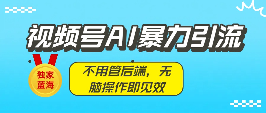 独家蓝海！视频号AI暴力引流：不用管后端，无脑操作即见效网创库-网创项目资源站-副业项目-创业项目-搞钱项目网创吧