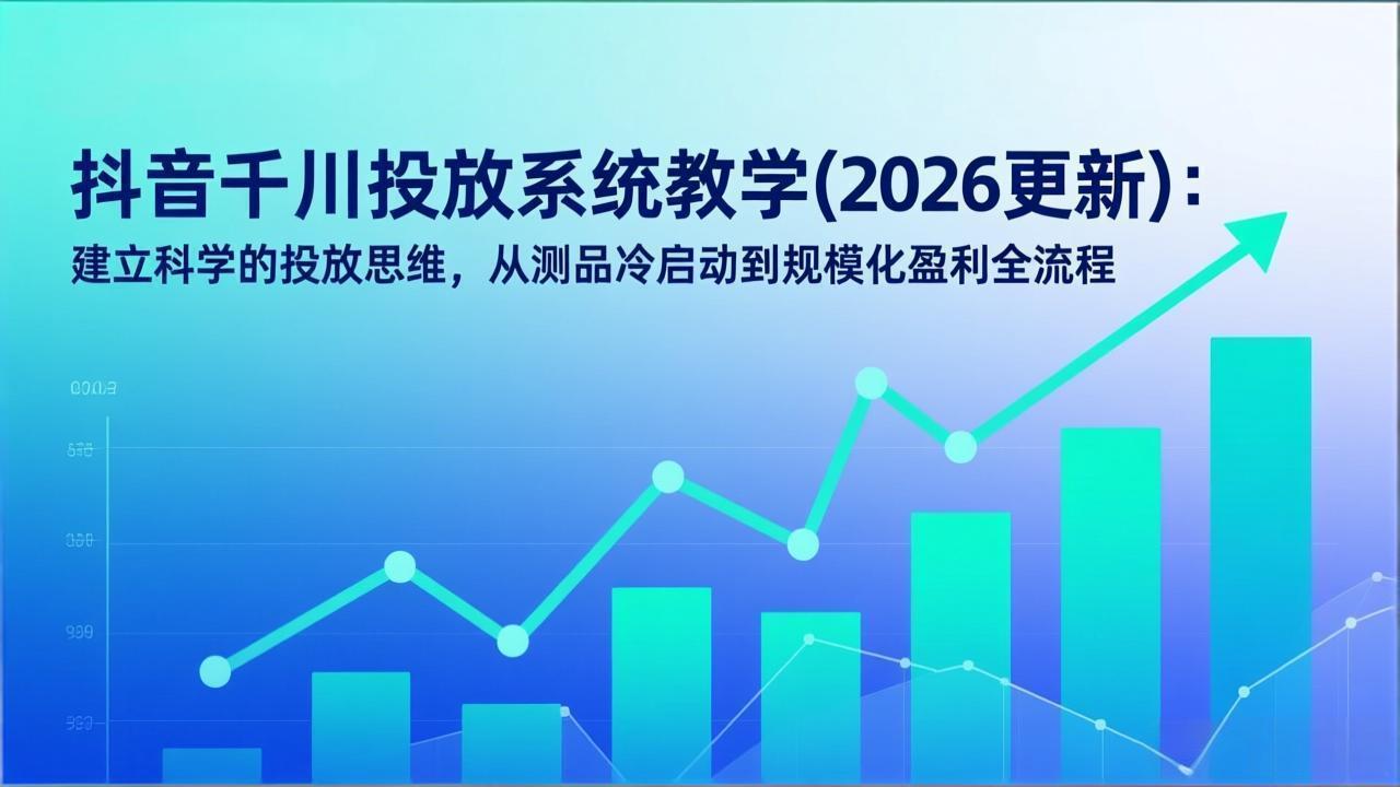 (17314期)抖音千川投放系统教学(2026更新):建立科学的投放思维,从测品冷启动到规模化盈利全流程