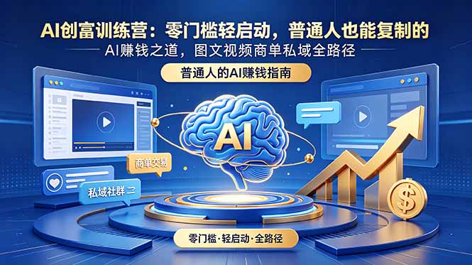 (18911期)AI创富训练营:零门槛轻启动,普通人也能复制的AI赚钱之道,图文视频商单私域全路径