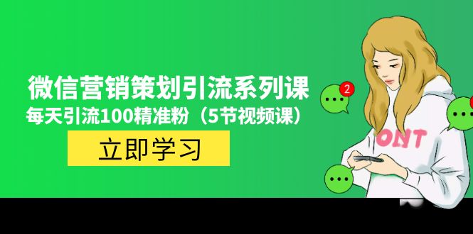 (4949期)价值百万的微信营销策划引流系列课,每天引流100精准粉(5节视频课)