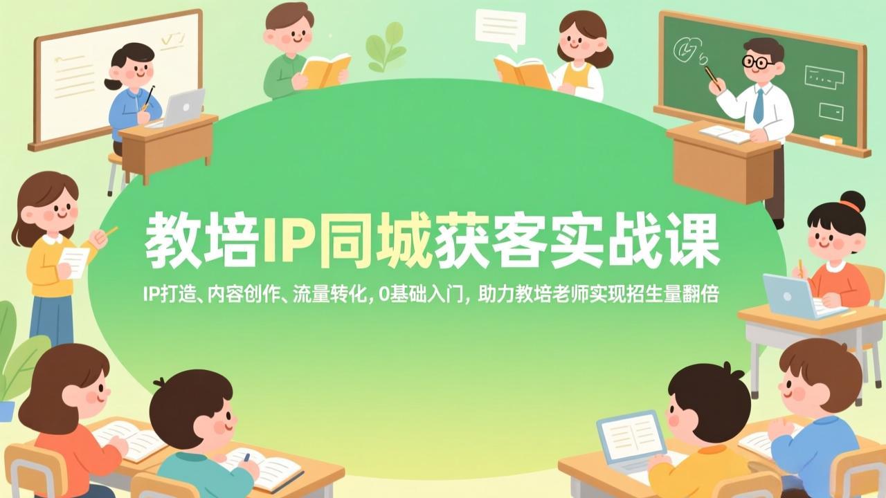 (17341期)教培IP同城获客实战课,IP打造、内容创作、流量转化,0基础入门,助力教培老师实现招生量翻倍网创吧-网创项目资源站-副业项目-创业项目-搞钱项目网创吧