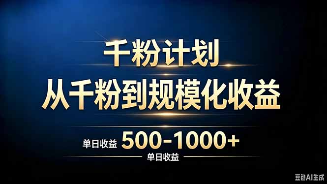 (20078期)抖音千粉账号计划,从千粉到规模化收益 500-1000+单日收益网创吧-网创项目资源站-副业项目-创业项目-搞钱项目网创吧