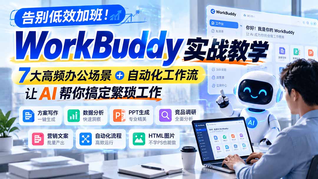（21115期）告别低效加班！WorkBuddy实战教学，7大高频办公场景＋自动化工作流，让AI帮你搞定繁琐工作-网创项目资源站-副业项目_创业项目_搞钱项目_网创项目资源平台